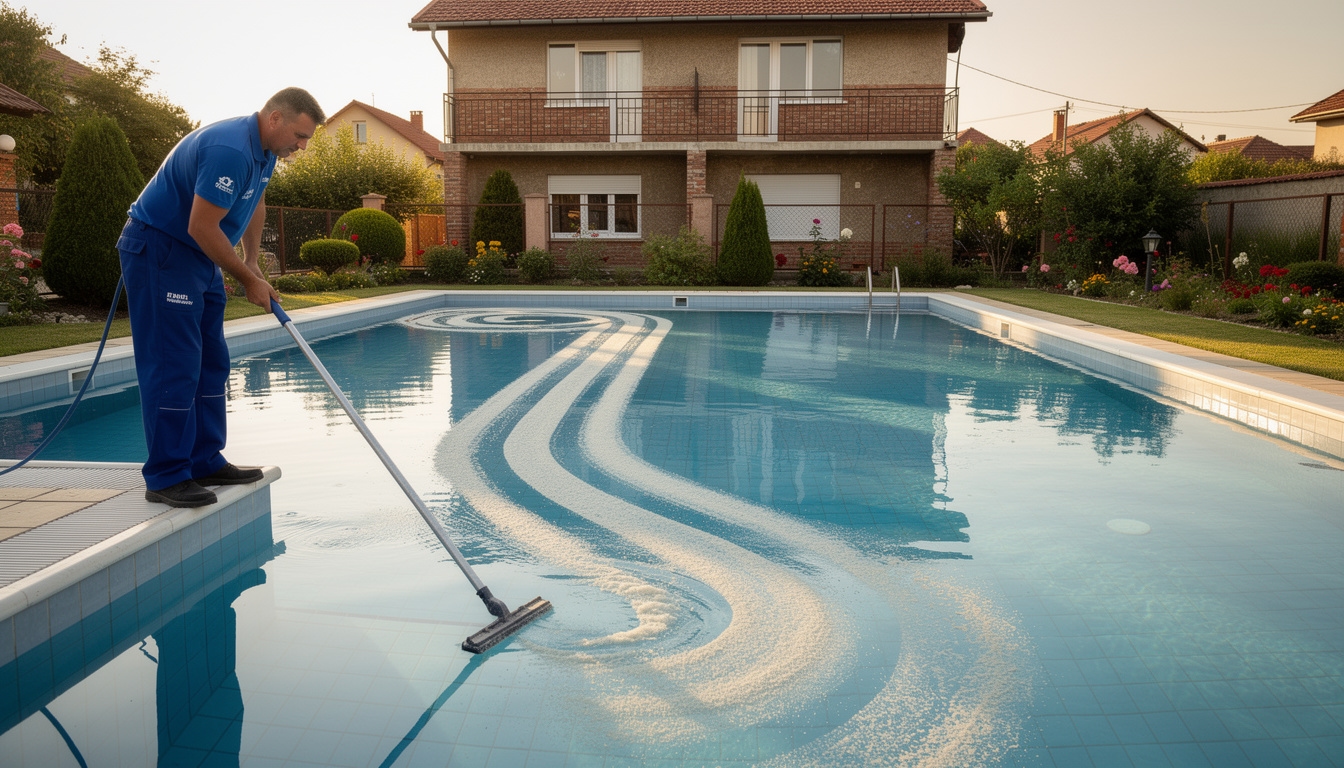 Aspirare fond piscină cu echipament profesional